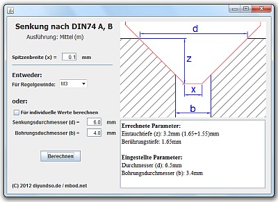 Screenshot Senkungsrechner.jar